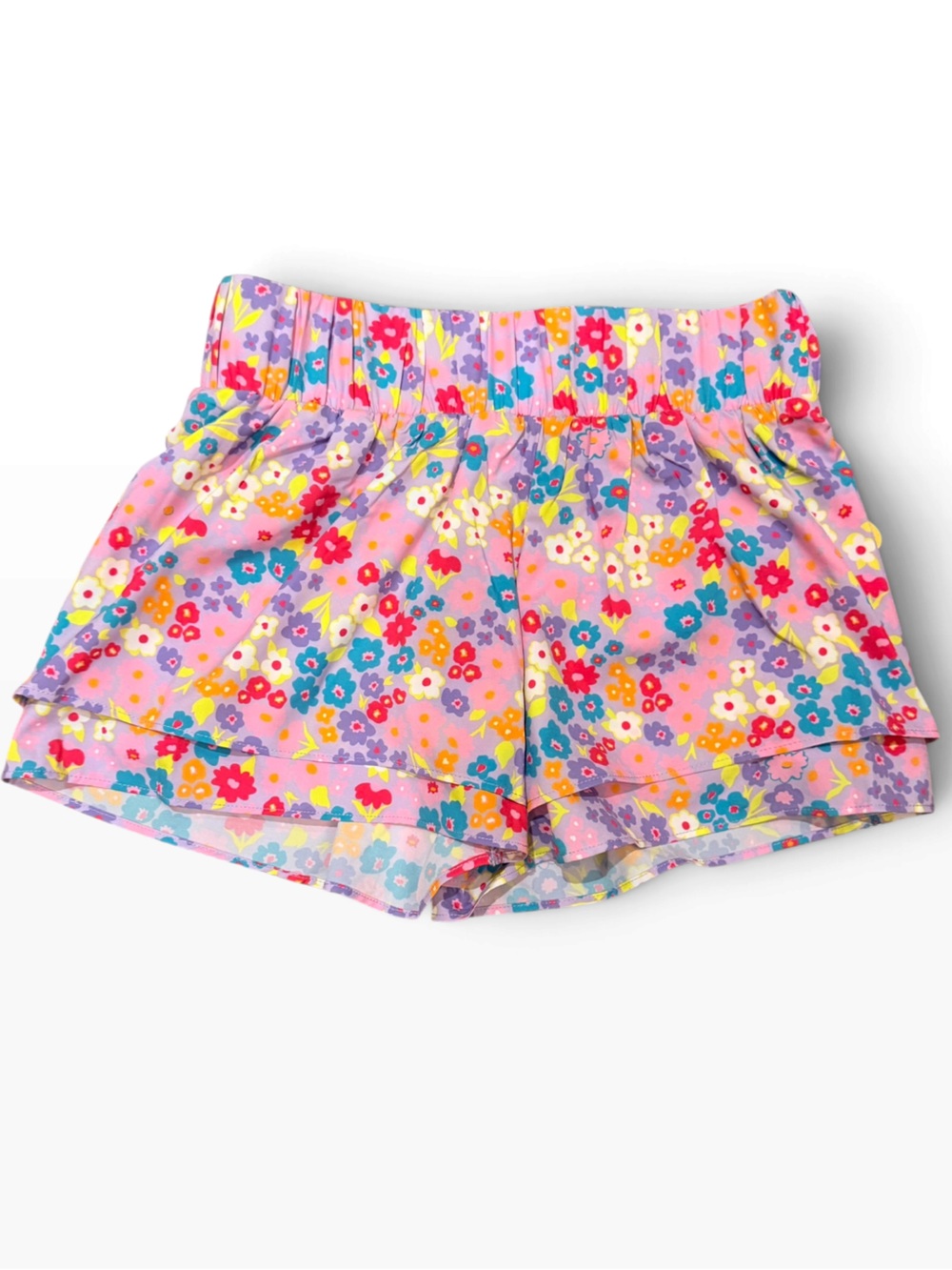 Bass Pro Shops Girls Pink Floral Elastic Waist Shorts